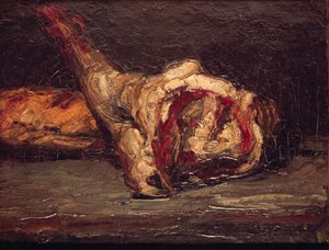 Zátiší ze skopové kýty a chleba, 1865